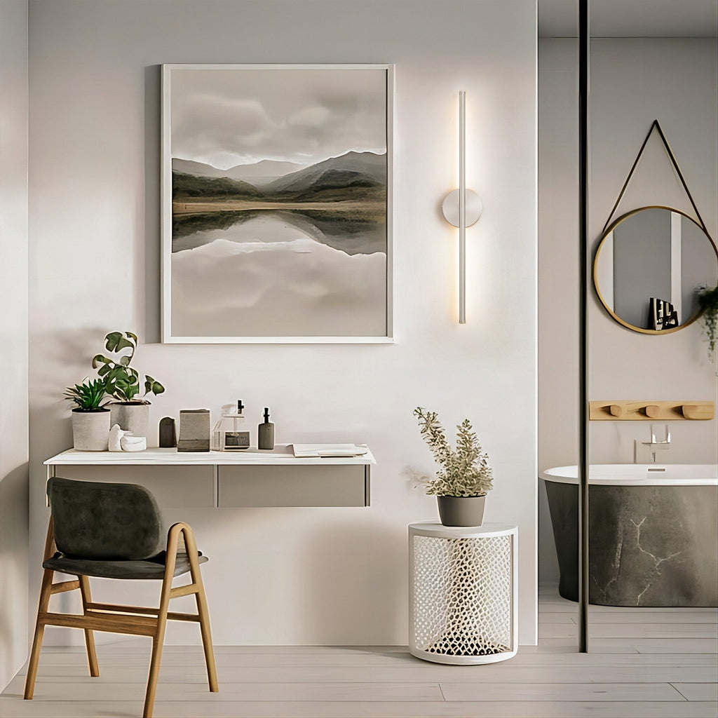 Applique murale de salle de bain à 1 lumière, linéaire et moderne, à intensité variable, à DEL intégrée, de 23,6 po