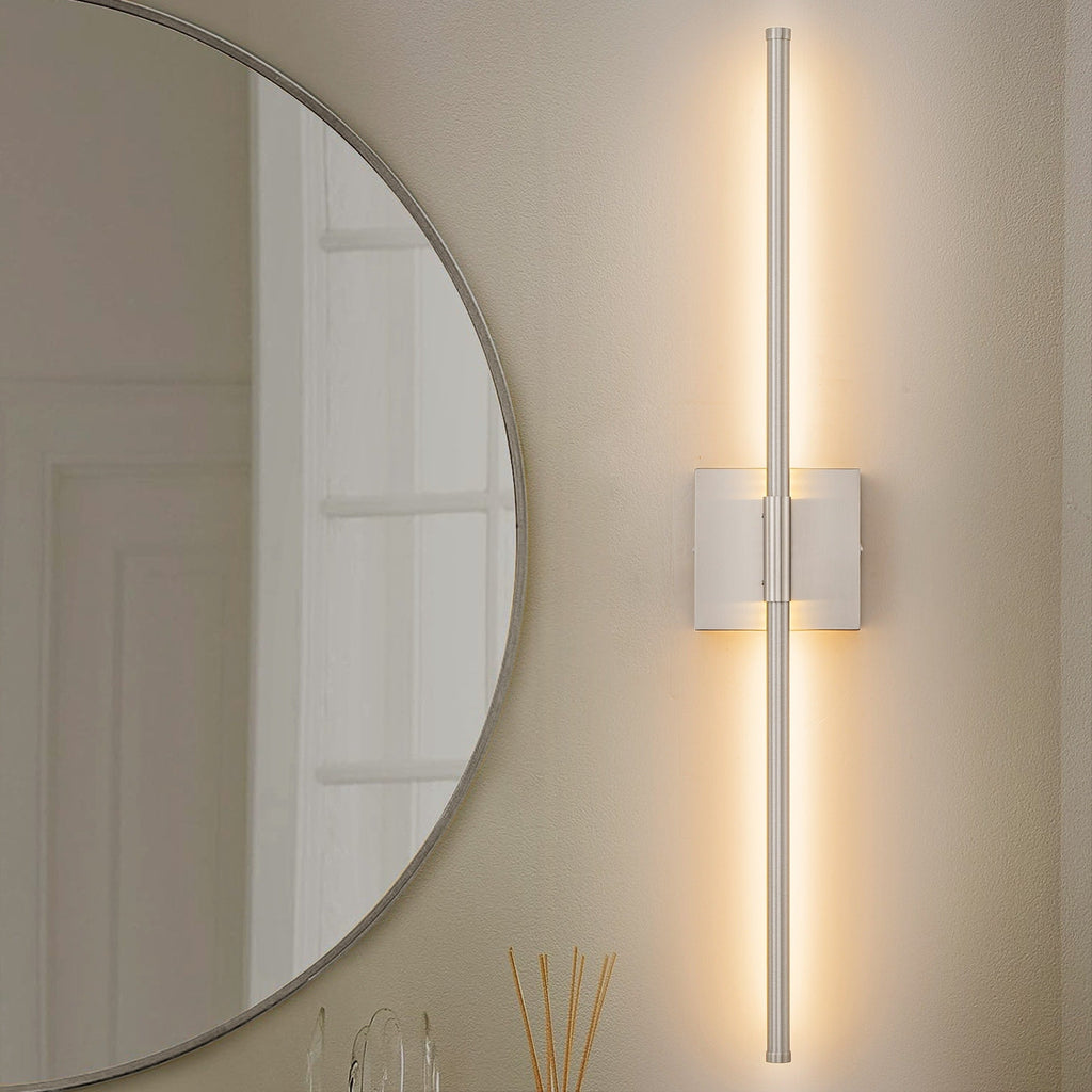 Applique murale linéaire moderne à 1 ampoule, noire, dorée et nickel, à LED, à intensité variable, pour salle de bain
