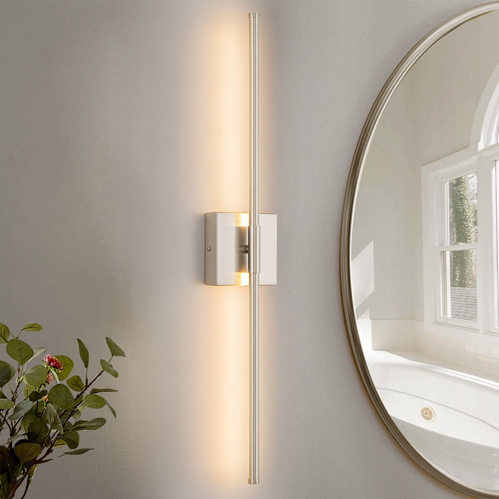 Applique murale linéaire moderne à 1 ampoule, noire, dorée et nickel, à LED, à intensité variable, pour salle de bain