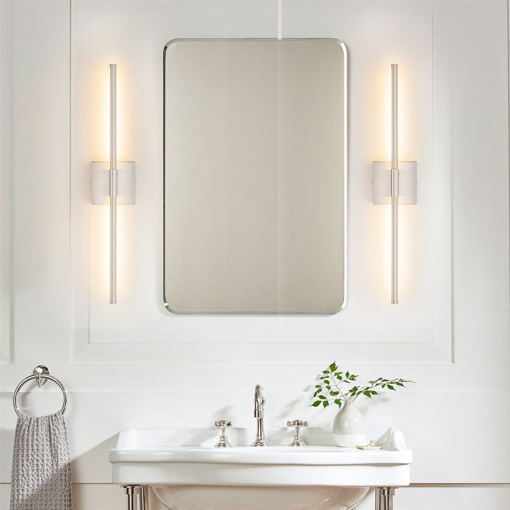 Applique murale linéaire moderne à 1 ampoule, noire, dorée et nickel, à LED, à intensité variable, pour salle de bain
