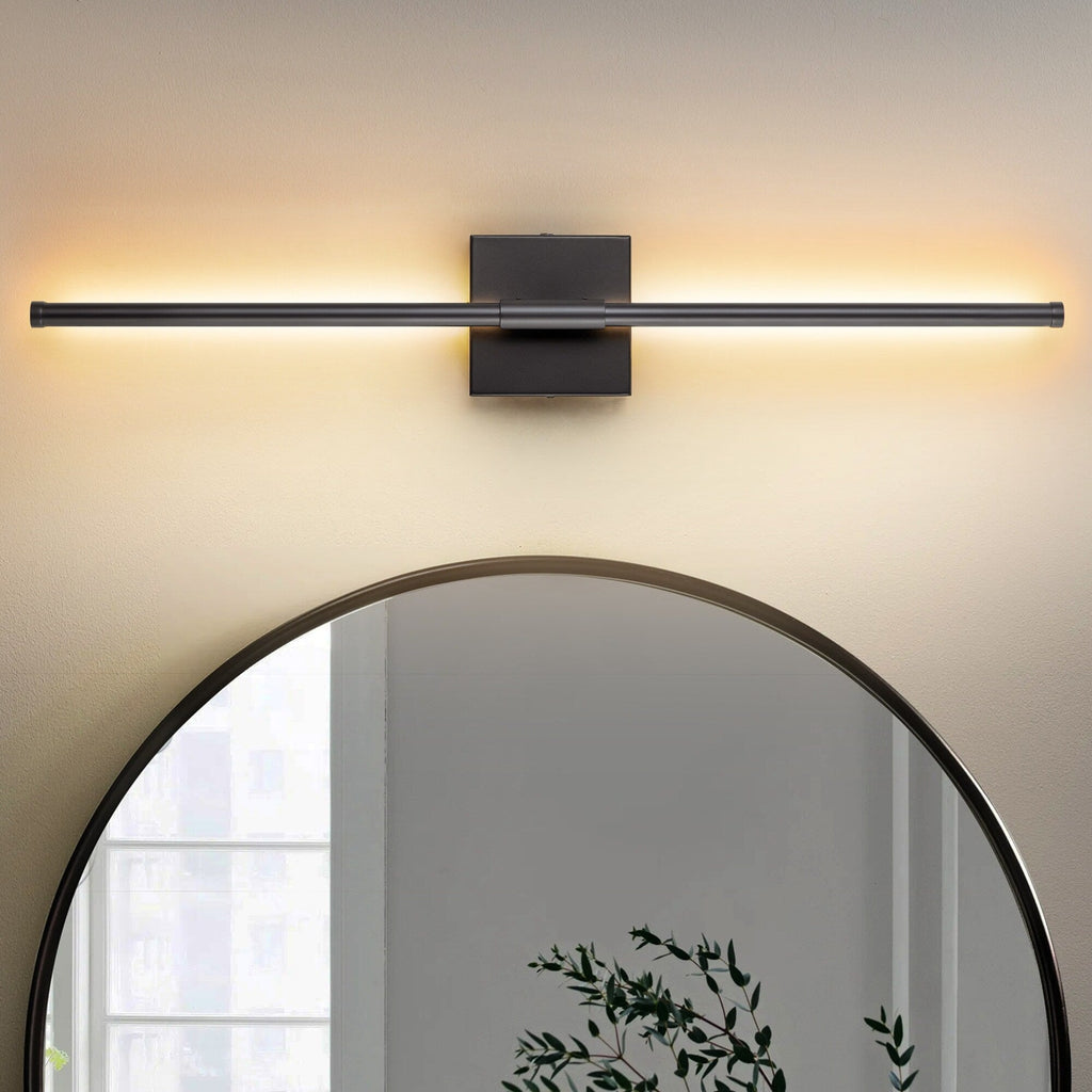 Applique murale linéaire moderne à 1 ampoule, noire, dorée et nickel, à LED, à intensité variable, pour salle de bain