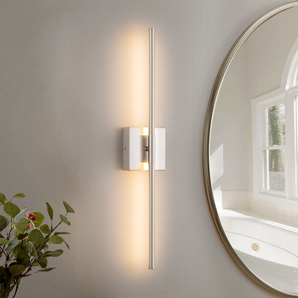 Applique murale linéaire moderne à 1 ampoule, noire, dorée et nickel, à LED, à intensité variable, pour salle de bain
