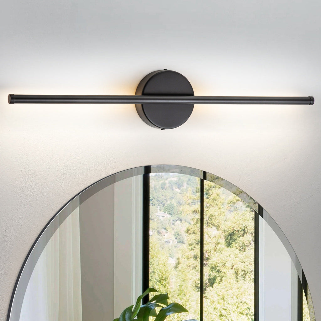 Applique murale linéaire moderne à 1 ampoule, noire, dorée et nickel, à LED, à intensité variable, pour salle de bain