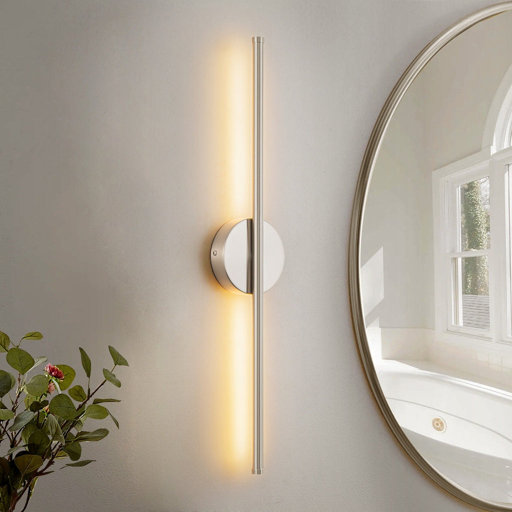 Applique murale linéaire moderne à 1 ampoule, noire, dorée et nickel, à LED, à intensité variable, pour salle de bain
