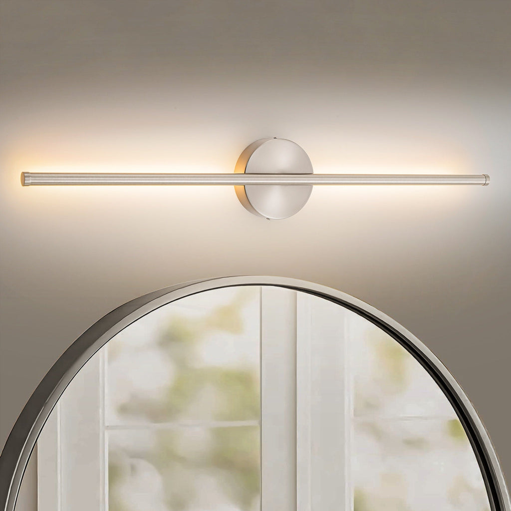 Applique murale linéaire moderne à 1 ampoule, noire, dorée et nickel, à LED, à intensité variable, pour salle de bain