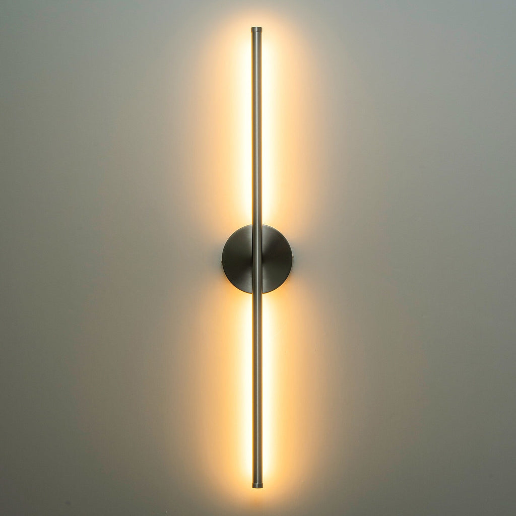 Applique murale linéaire moderne à 1 ampoule, noire, dorée et nickel, à LED, à intensité variable, pour salle de bain