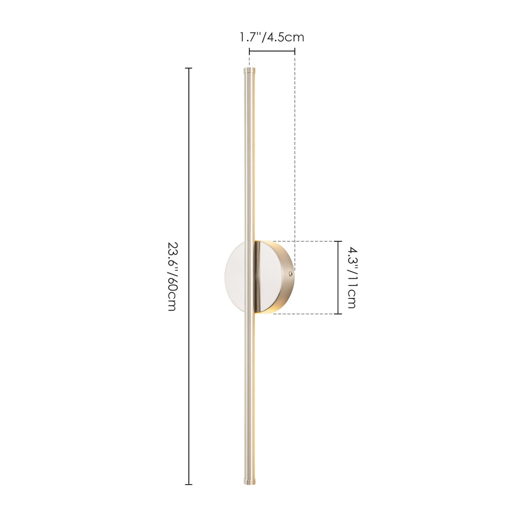 Applique murale linéaire moderne à 1 ampoule, noire, dorée et nickel, à LED, à intensité variable, pour salle de bain