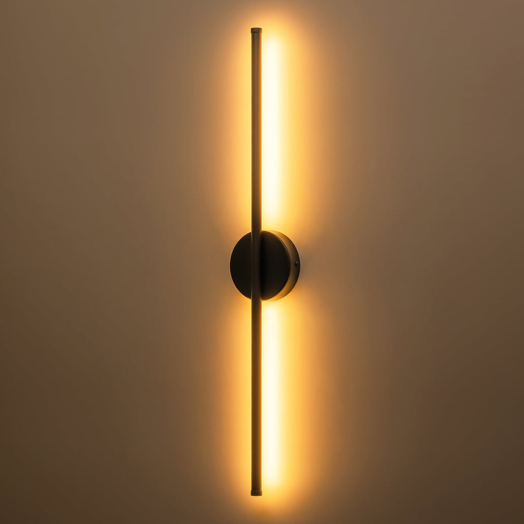 Applique murale linéaire moderne à 1 ampoule, noire, dorée et nickel, à LED, à intensité variable, pour salle de bain
