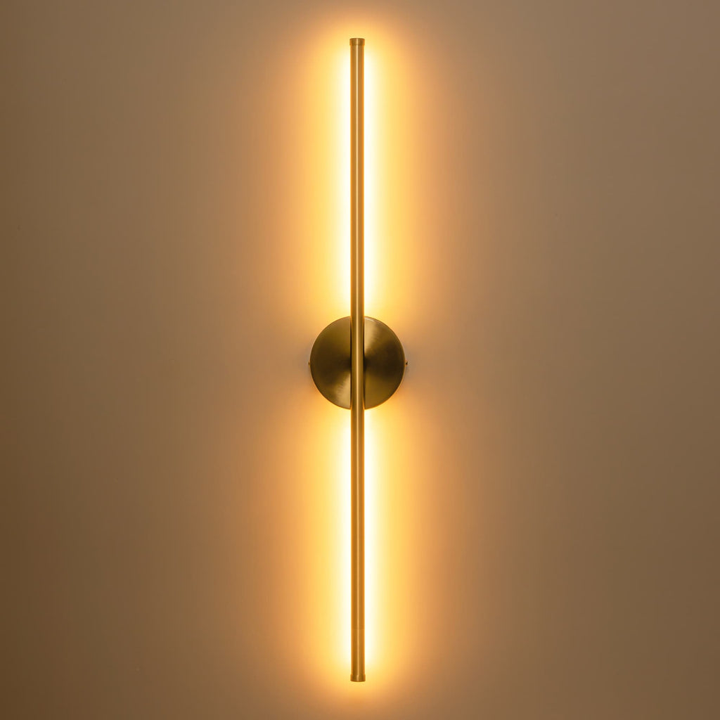 Applique murale linéaire moderne à 1 ampoule, noire, dorée et nickel, à LED, à intensité variable, pour salle de bain