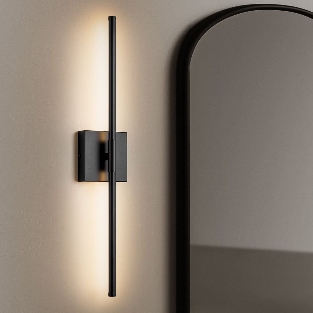 Applique murale linéaire moderne à 1 ampoule, noire, dorée et nickel, à LED, à intensité variable, pour salle de bain