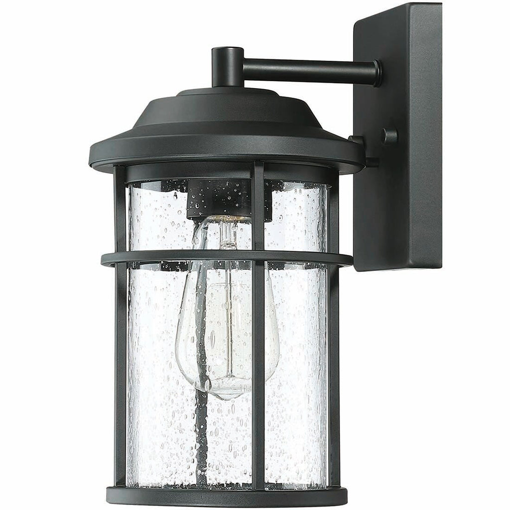 Lanterne murale d'extérieur noire en forme de dôme de grange côtière, 1 lumière, verre transparent