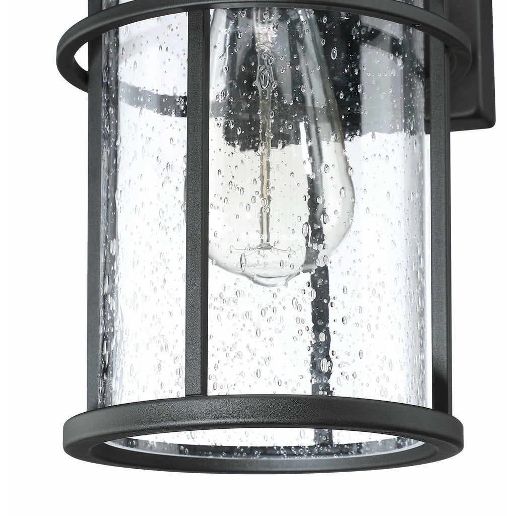 Lanterne murale d'extérieur noire en forme de dôme de grange côtière, 1 lumière, verre transparent