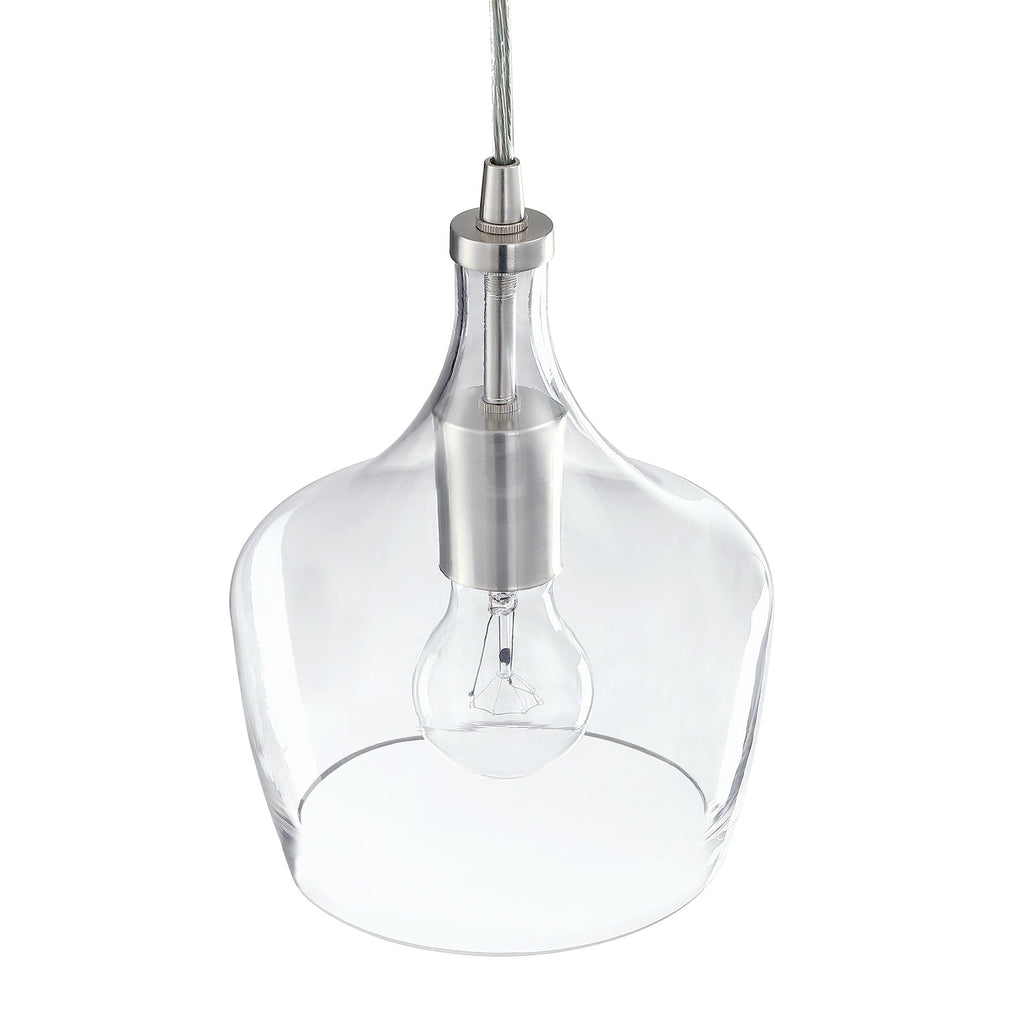 Suspension en verre transparent en forme de larme pour îlot de cuisine à 1 lumière (1 ou 3 packs au choix)
