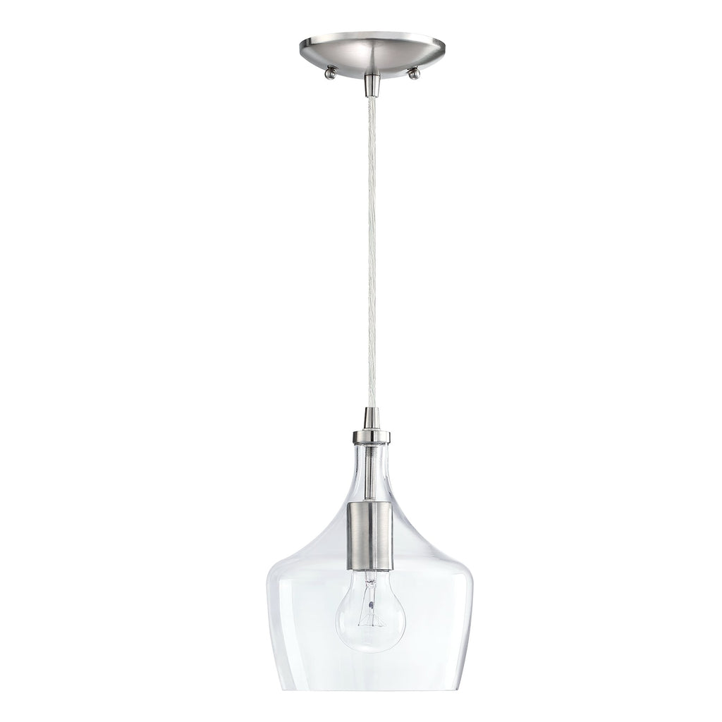 Suspension en verre transparent en forme de larme pour îlot de cuisine à 1 lumière (1 ou 3 packs au choix)