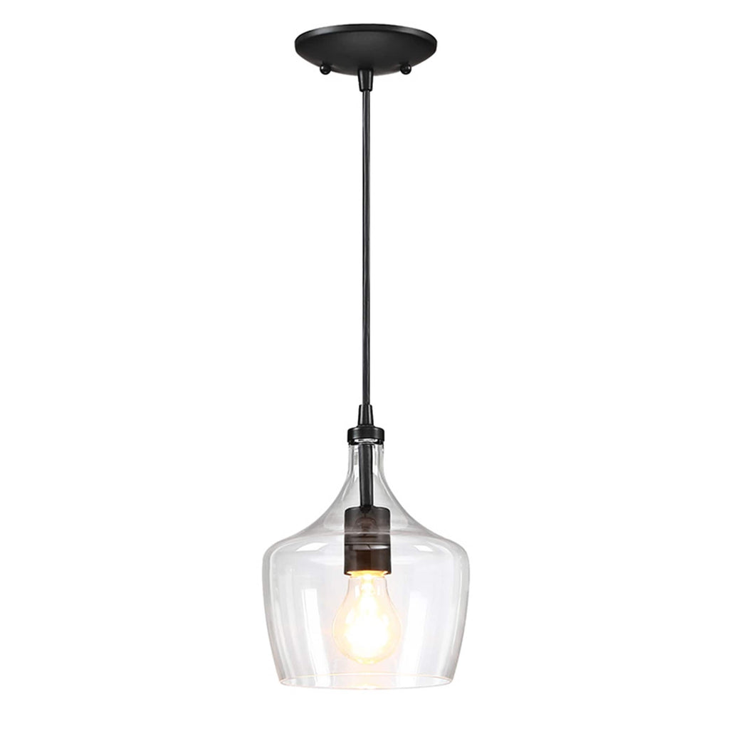 Suspension en verre transparent en forme de larme pour îlot de cuisine à 1 lumière (1 ou 3 packs au choix)
