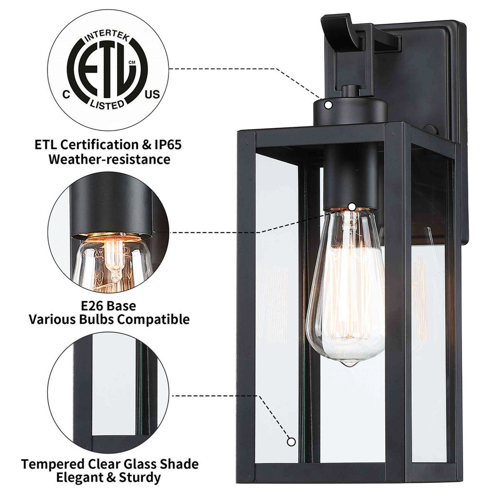 Lanterne murale d'extérieur moderne noire mate à 1 lumière