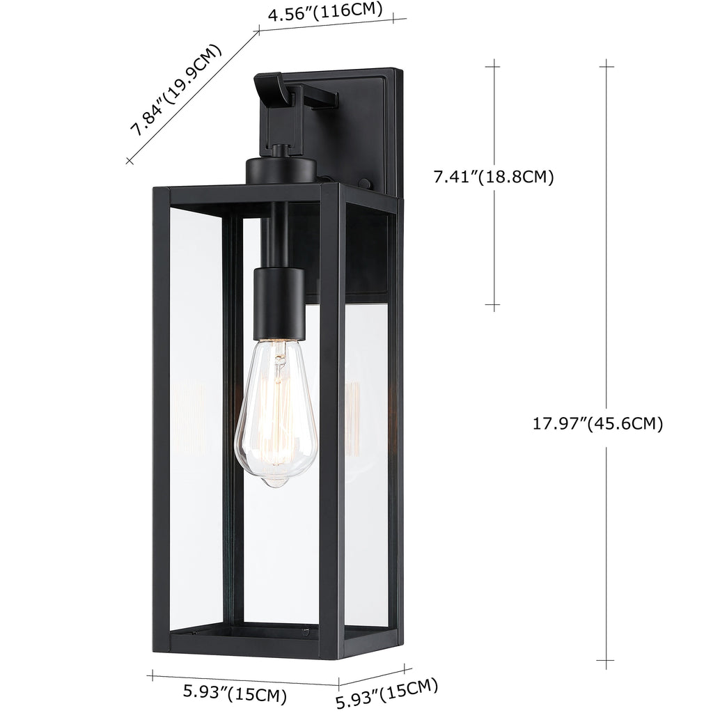 Lanterne murale d'extérieur moderne noire mate à 1 lumière