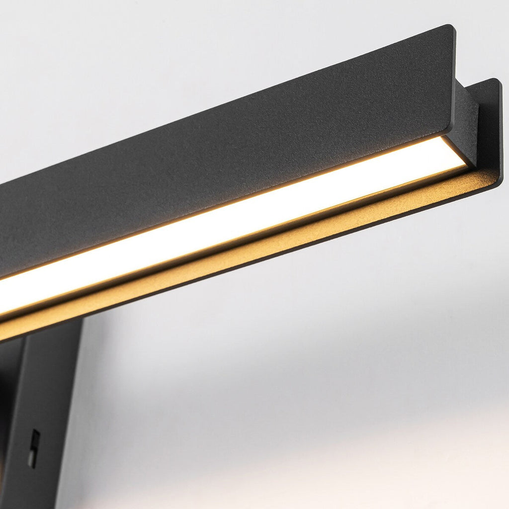 Applique murale LED intégrée rotative et linéaire noire moderne à 1 ampoule, à intensité variable et à changement de couleur