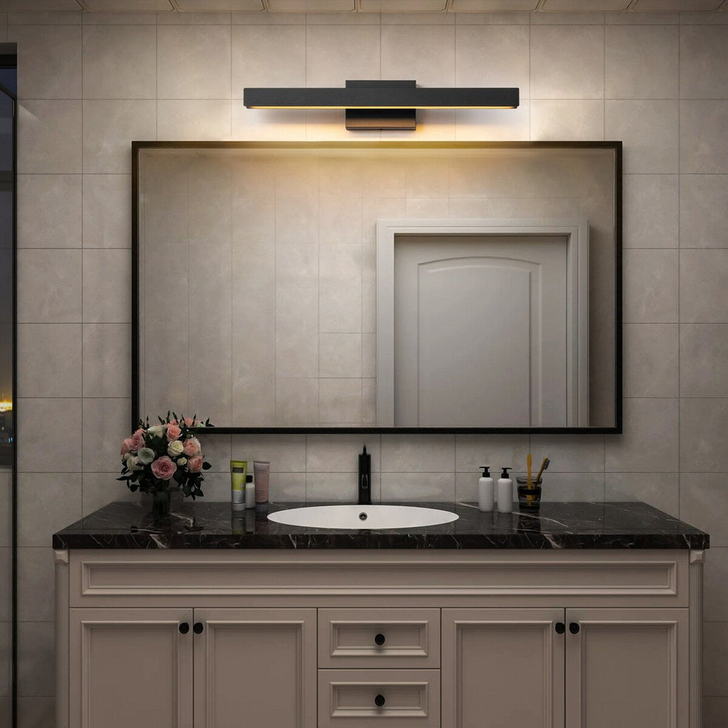 Applique murale LED intégrée rotative et linéaire noire moderne à 1 ampoule, à intensité variable et à changement de couleur