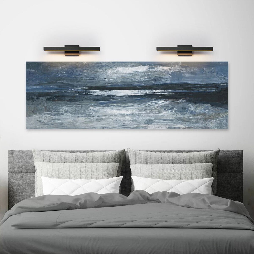 Applique murale LED intégrée rotative et linéaire noire moderne à 1 ampoule, à intensité variable et à changement de couleur