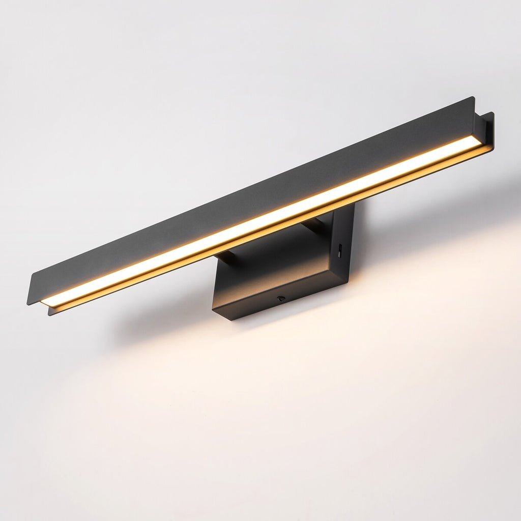 Applique murale LED intégrée rotative et linéaire noire moderne à 1 ampoule, à intensité variable et à changement de couleur