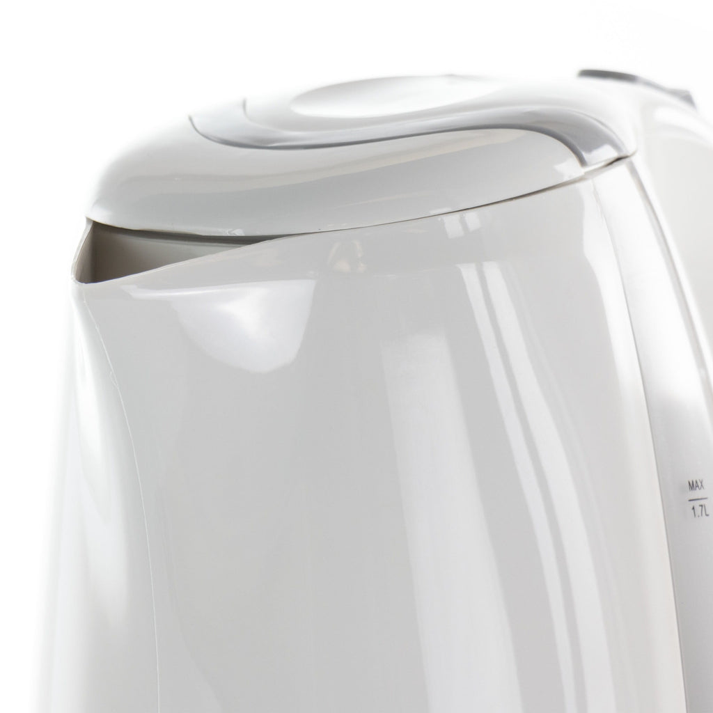 Bouilloire électrique sans fil à ébullition rapide de 1,7 L, blanche