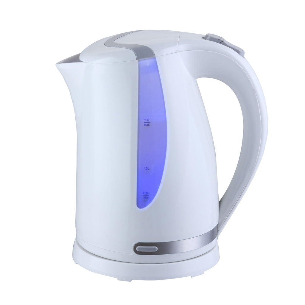 Bouilloire électrique sans fil à ébullition rapide de 1,7 L, blanche