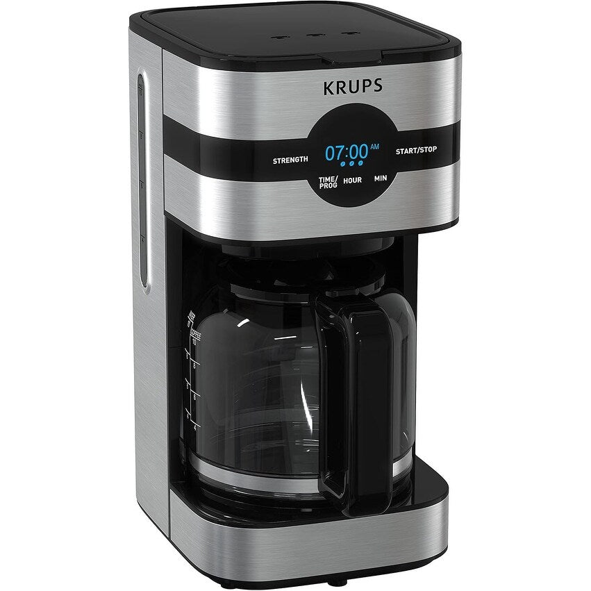 Cafetière numérique 10 tasses, acier inoxydable noir, infusion programmable, pause et service automatiques