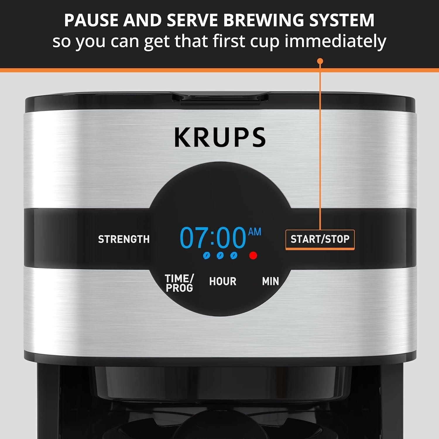Cafetière numérique 10 tasses, acier inoxydable noir, infusion programmable, pause et service automatiques