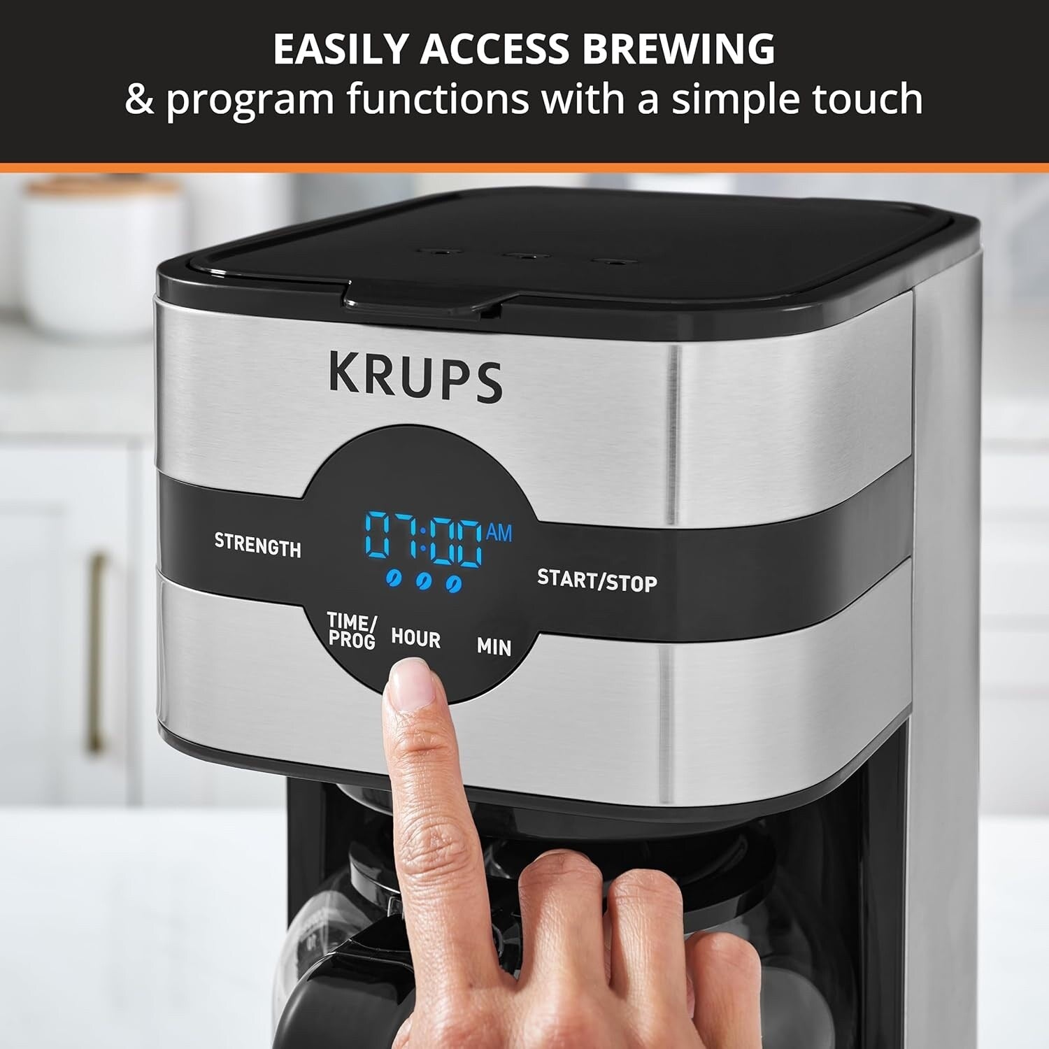 Cafetière numérique 10 tasses, acier inoxydable noir, infusion programmable, pause et service automatiques