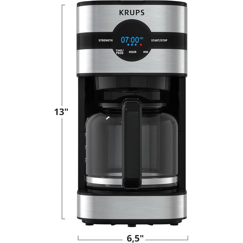 Cafetière numérique 10 tasses, acier inoxydable noir, infusion programmable, pause et service automatiques