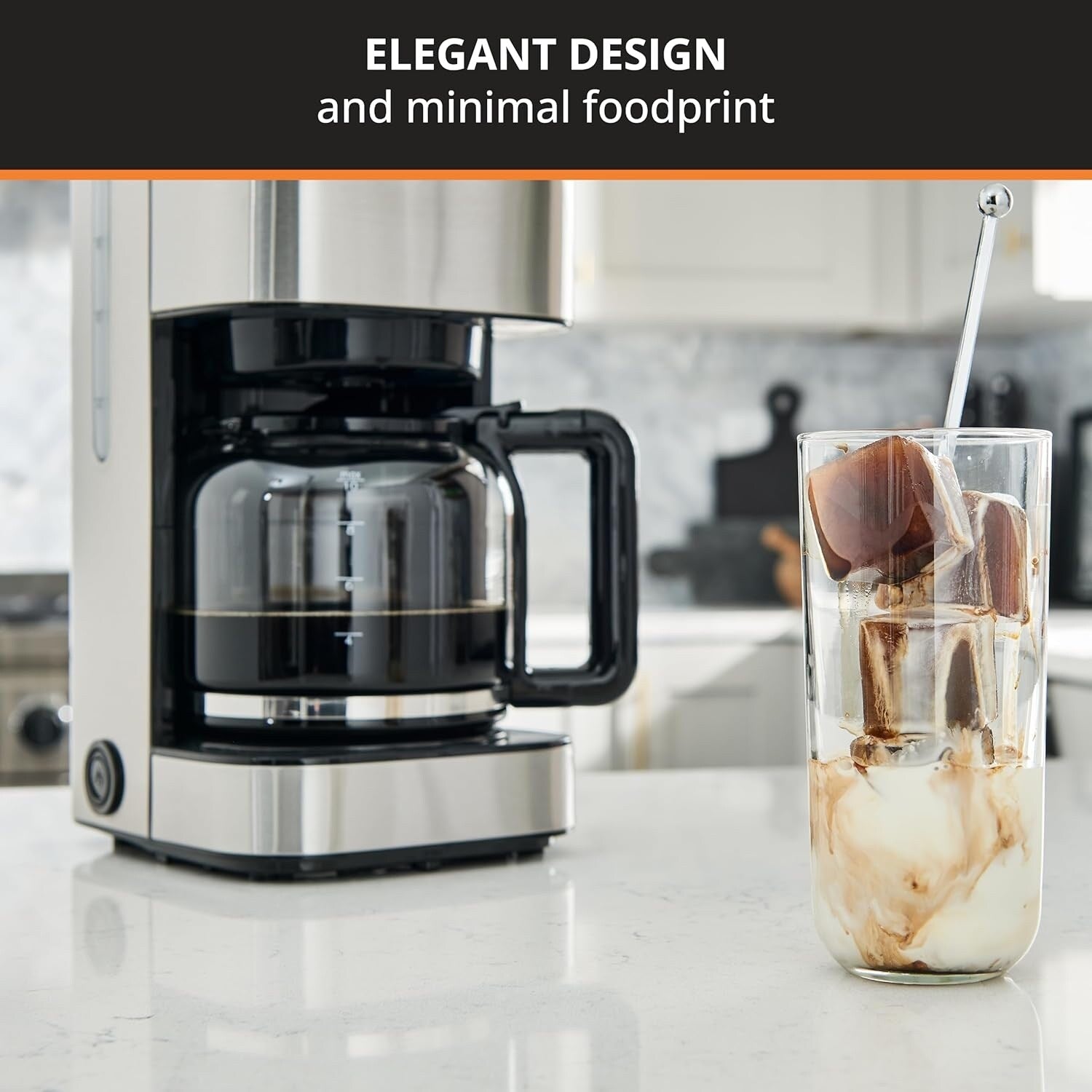 Cafetière filtre 10 tasses, affichage numérique, finition en acier inoxydable, minuterie programmable, arrêt automatique