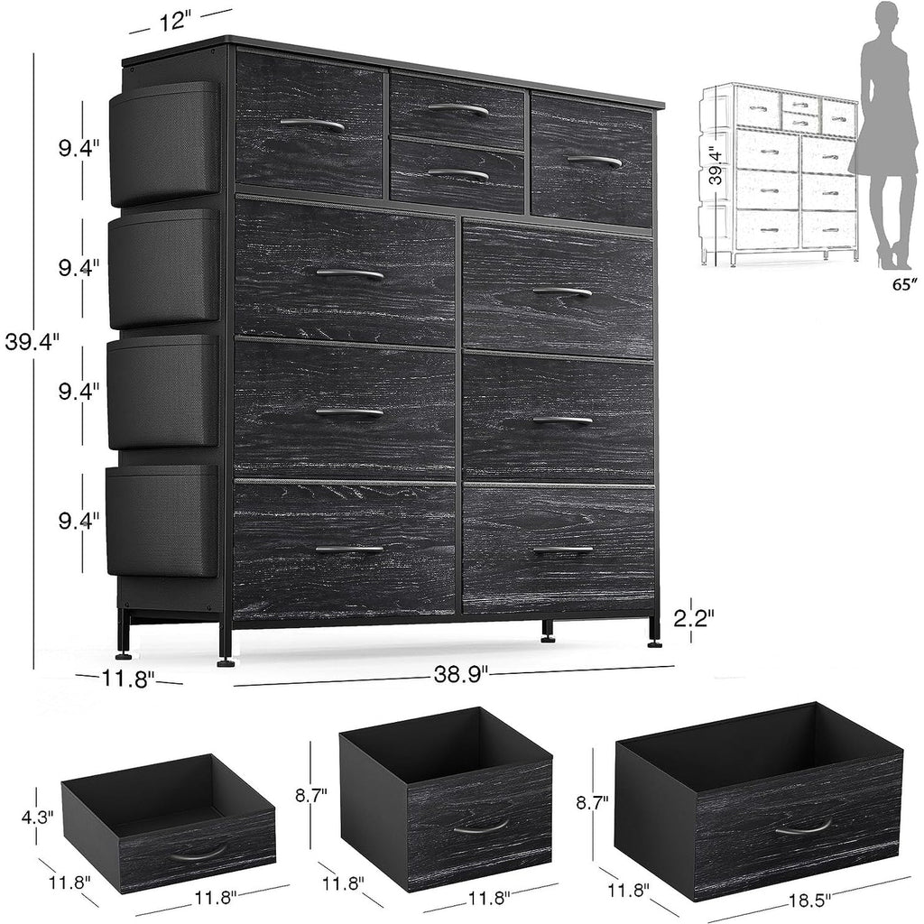 Commode à 10 tiroirs en tissu, armoire de rangement, unité de rangement pour chambre à coucher