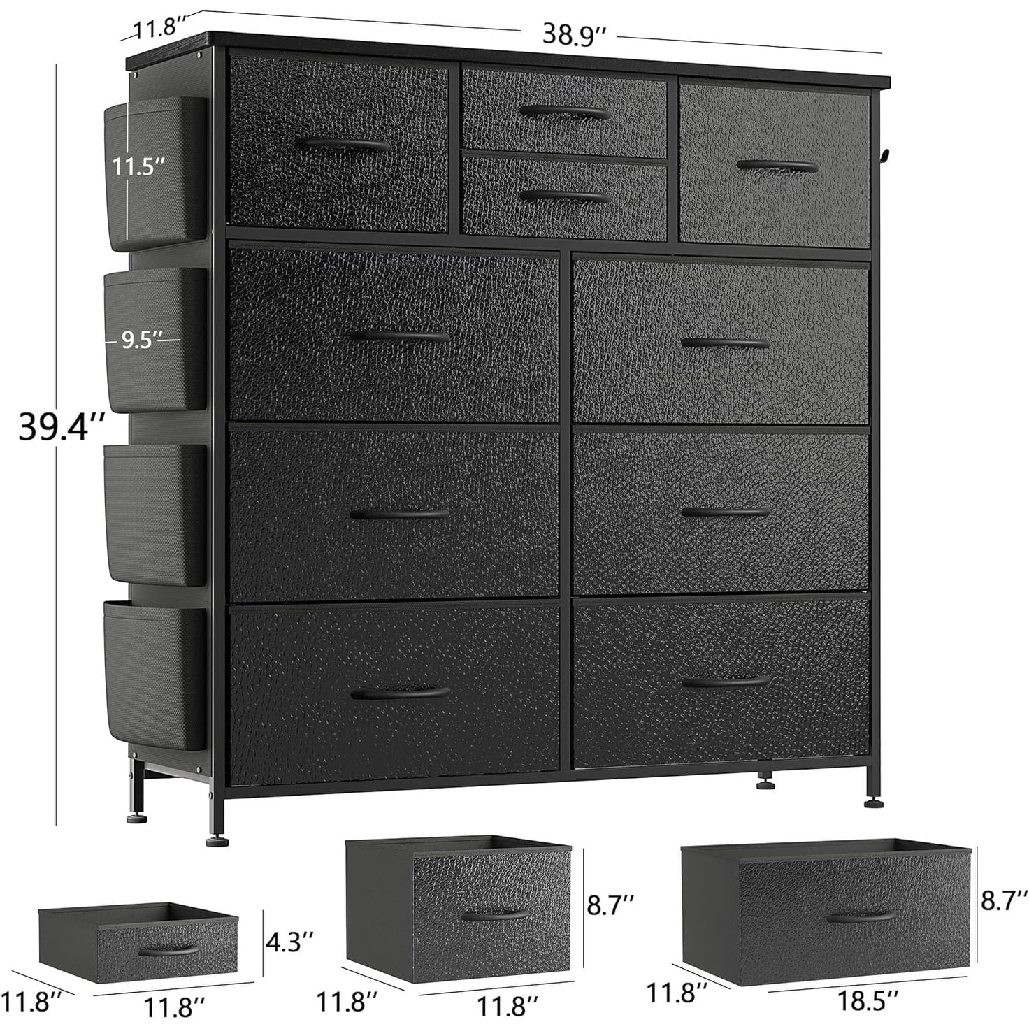 Commode à 10 tiroirs en tissu, armoire de rangement, unité de rangement pour chambre à coucher