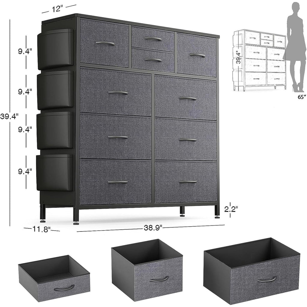 Commode à 10 tiroirs en tissu, armoire de rangement, unité de rangement pour chambre à coucher