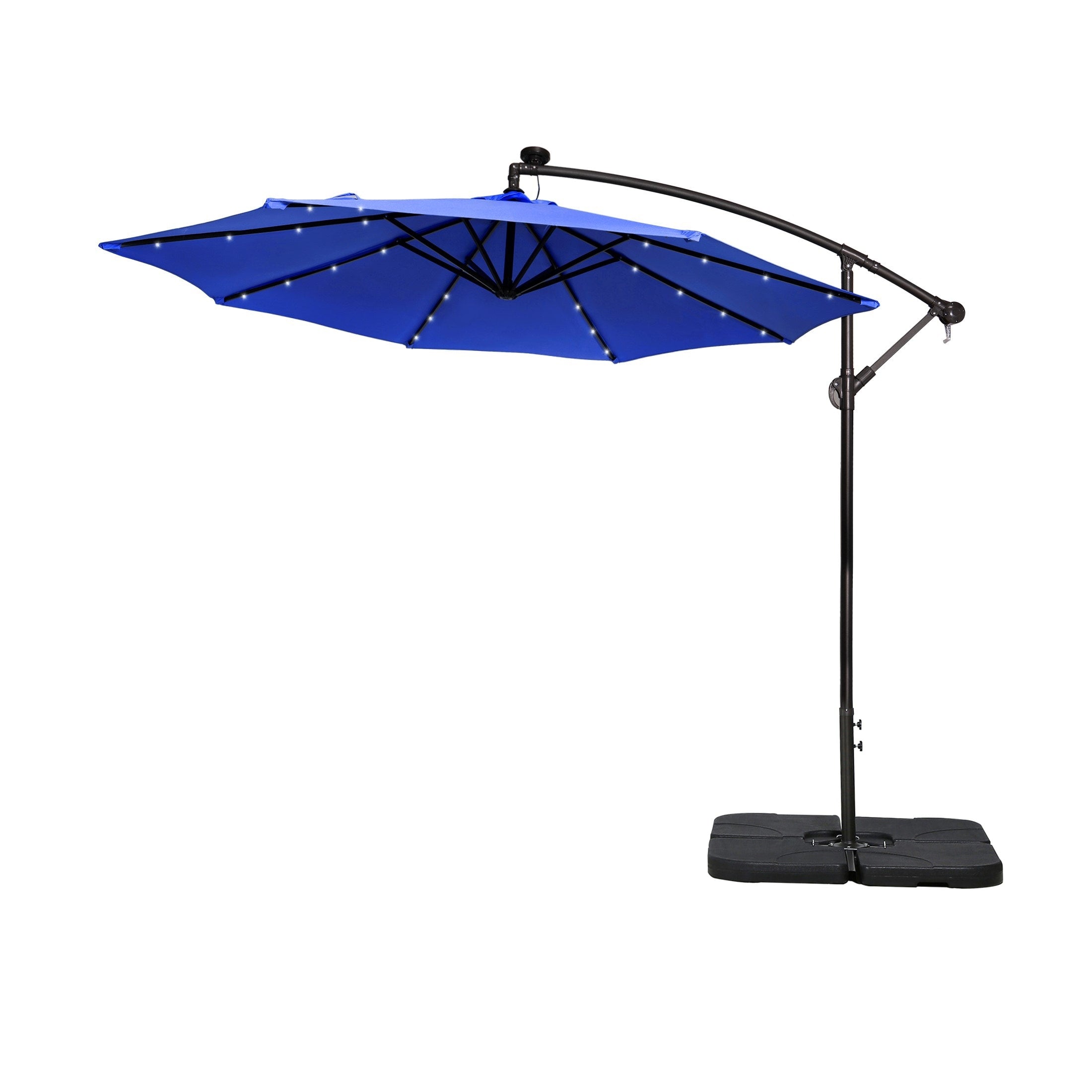 Parasol de terrasse éclairé à énergie solaire de 3 m avec pied