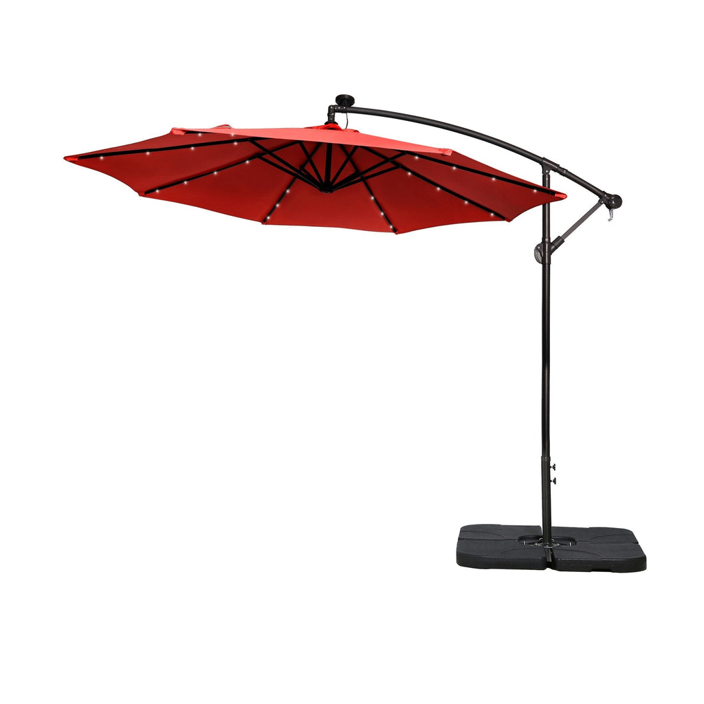 Parasol de terrasse éclairé à énergie solaire de 3 m avec pied