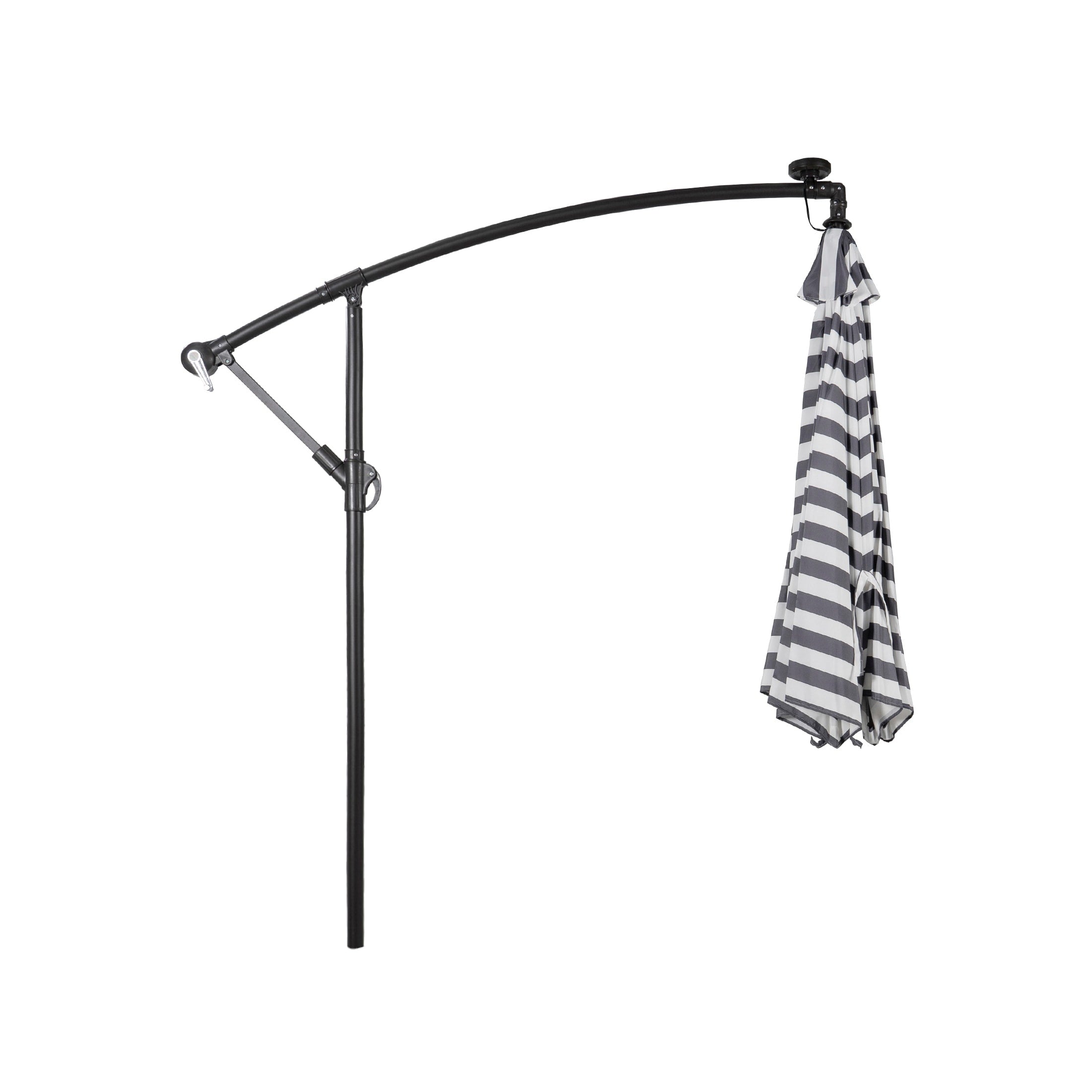 Parasol de terrasse éclairé à énergie solaire de 3 m avec pied