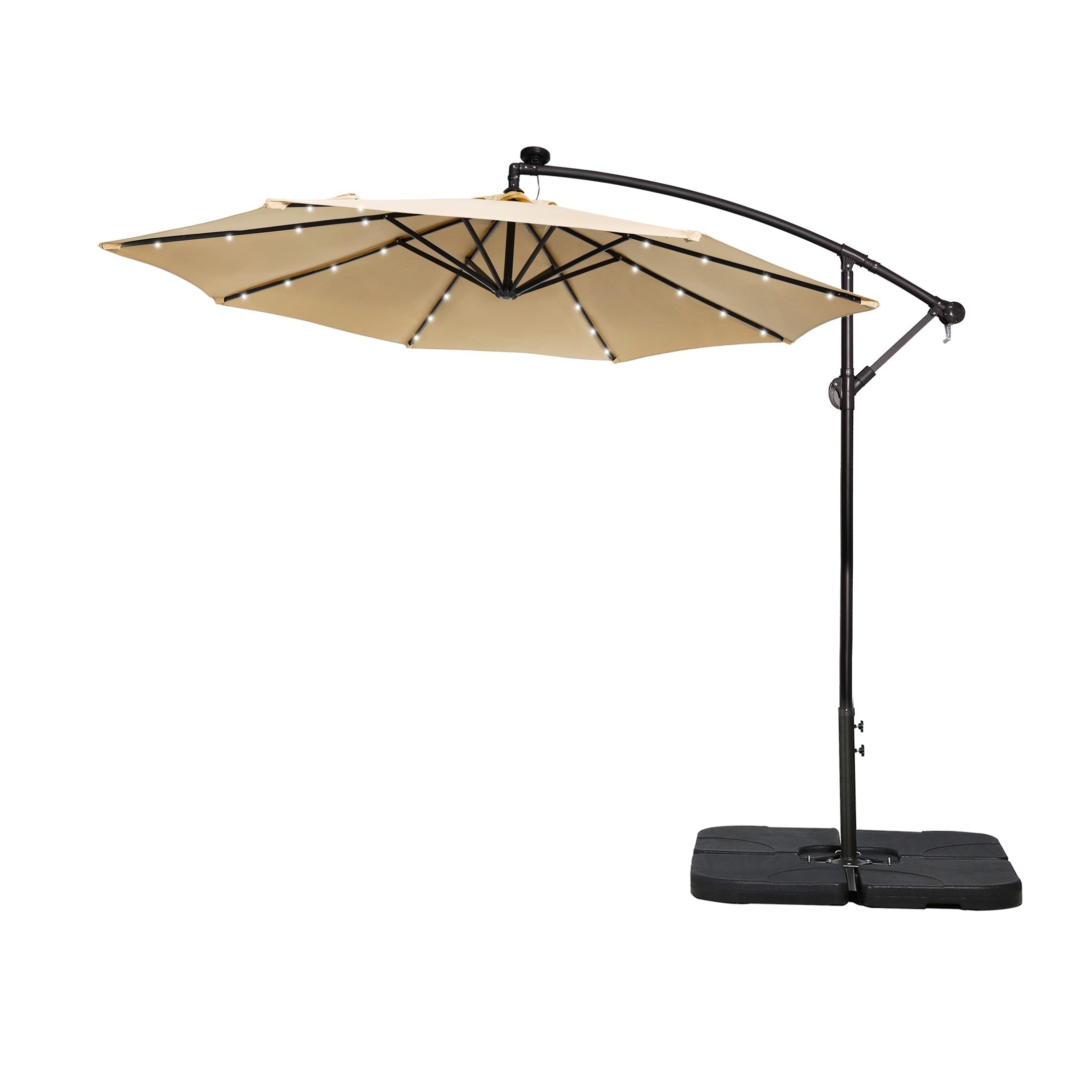 Parasol de terrasse éclairé à énergie solaire de 3 m avec pied