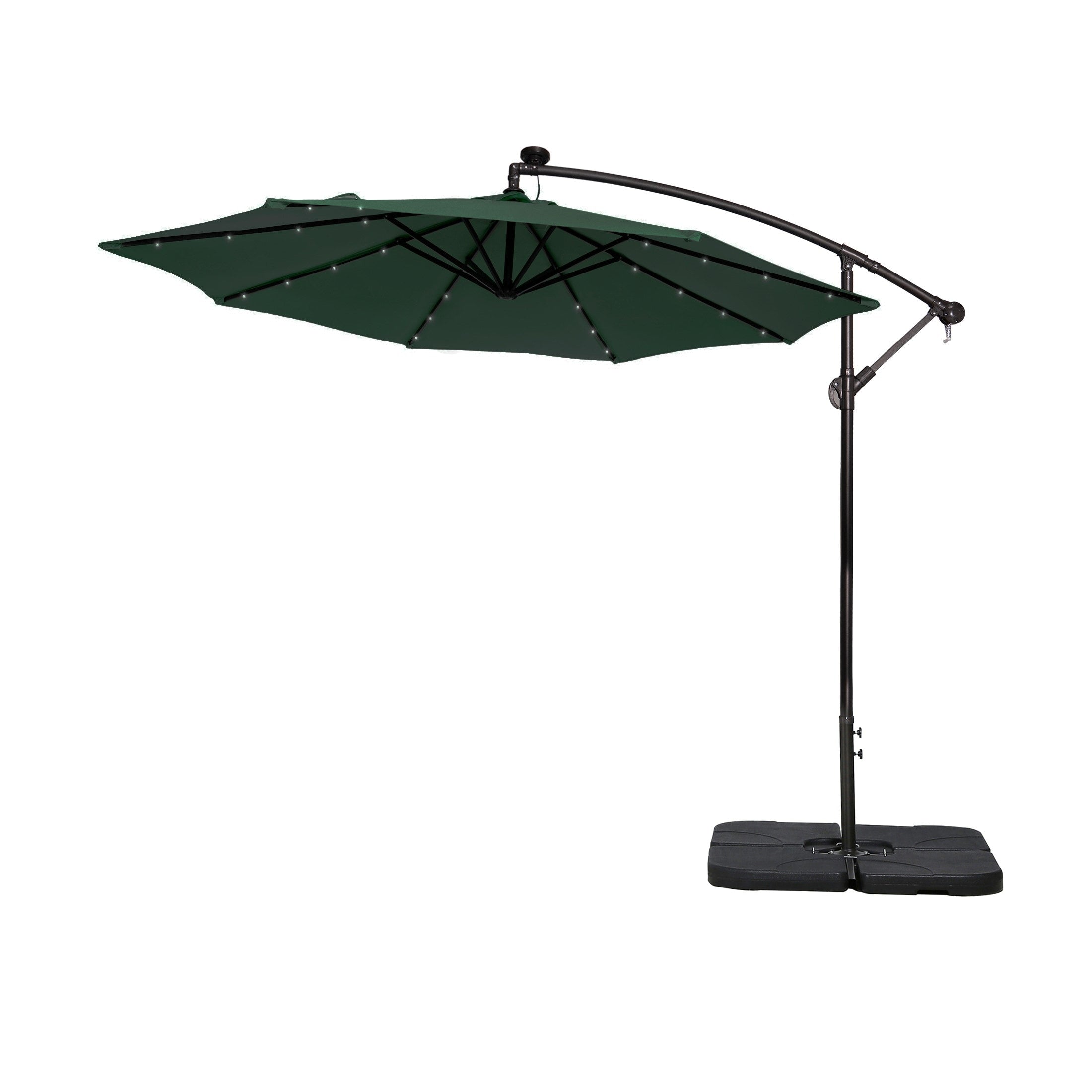 Parasol de terrasse éclairé à énergie solaire de 3 m avec pied