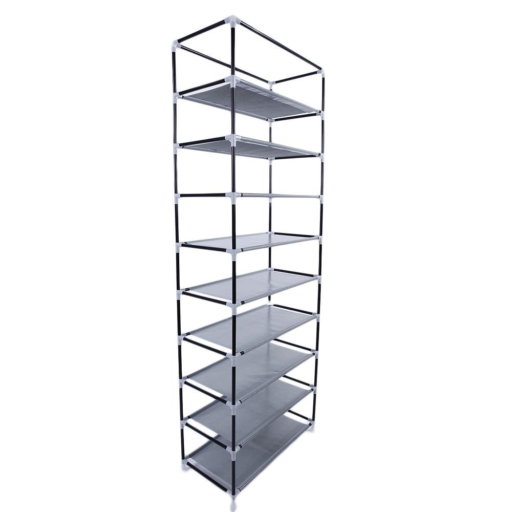 Étagère à chaussures à 10 niveaux, organiseur de rangement utilitaire avec housse anti-poussière en tissu non tissé, violet