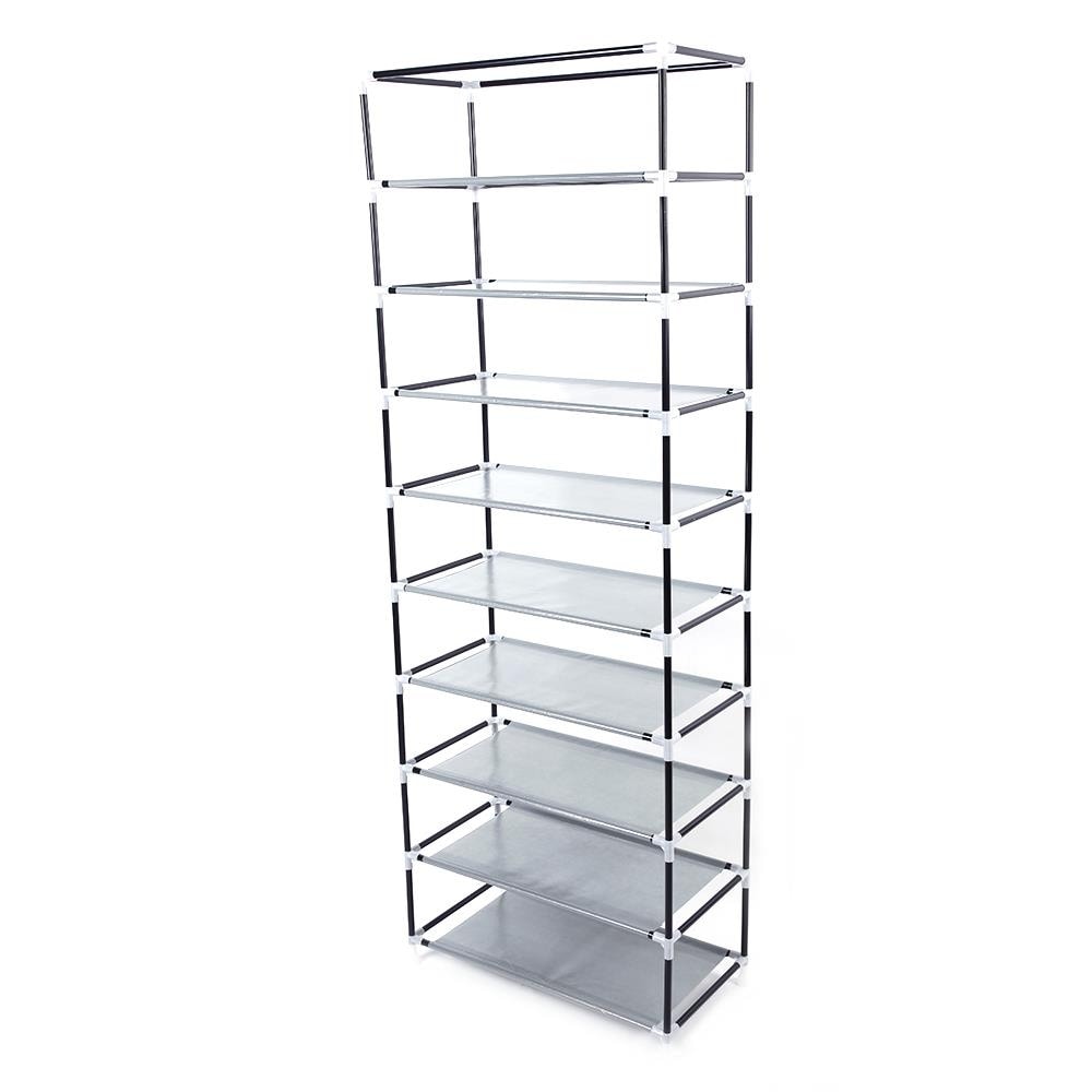 Étagère à chaussures à 10 niveaux, organiseur de rangement utilitaire avec housse anti-poussière en tissu non tissé, violet