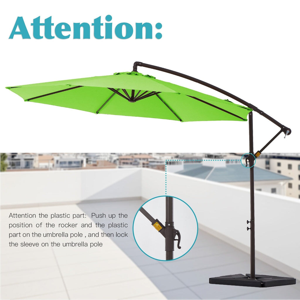 Parasol déporté à manivelle en acier de 10 pieds avec base lestée
