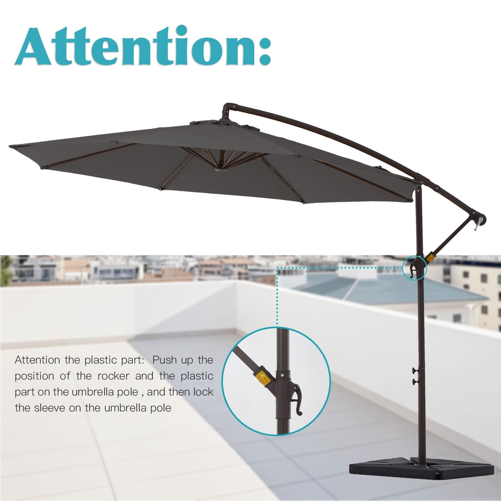 Parasol déporté à manivelle en acier de 10 pieds avec base lestée