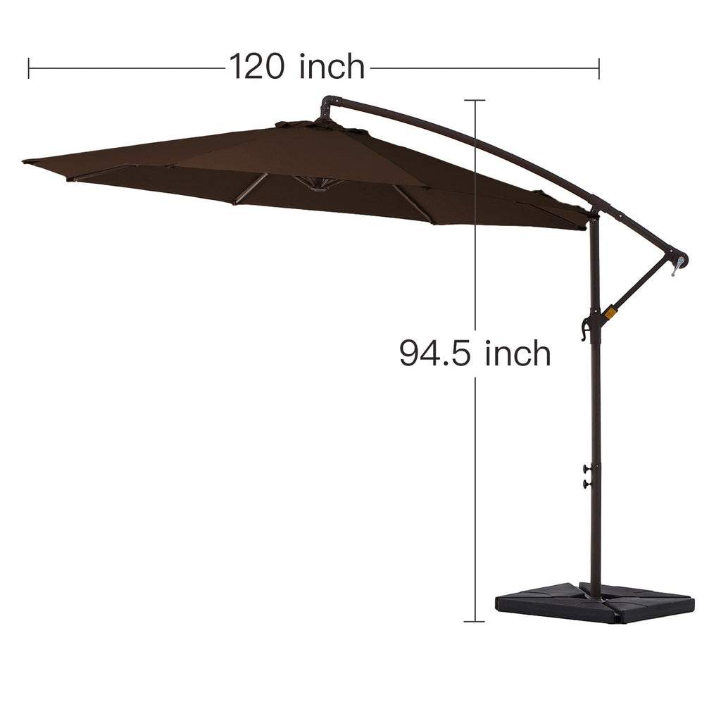 Parasol déporté à manivelle en acier de 10 pieds avec base lestée