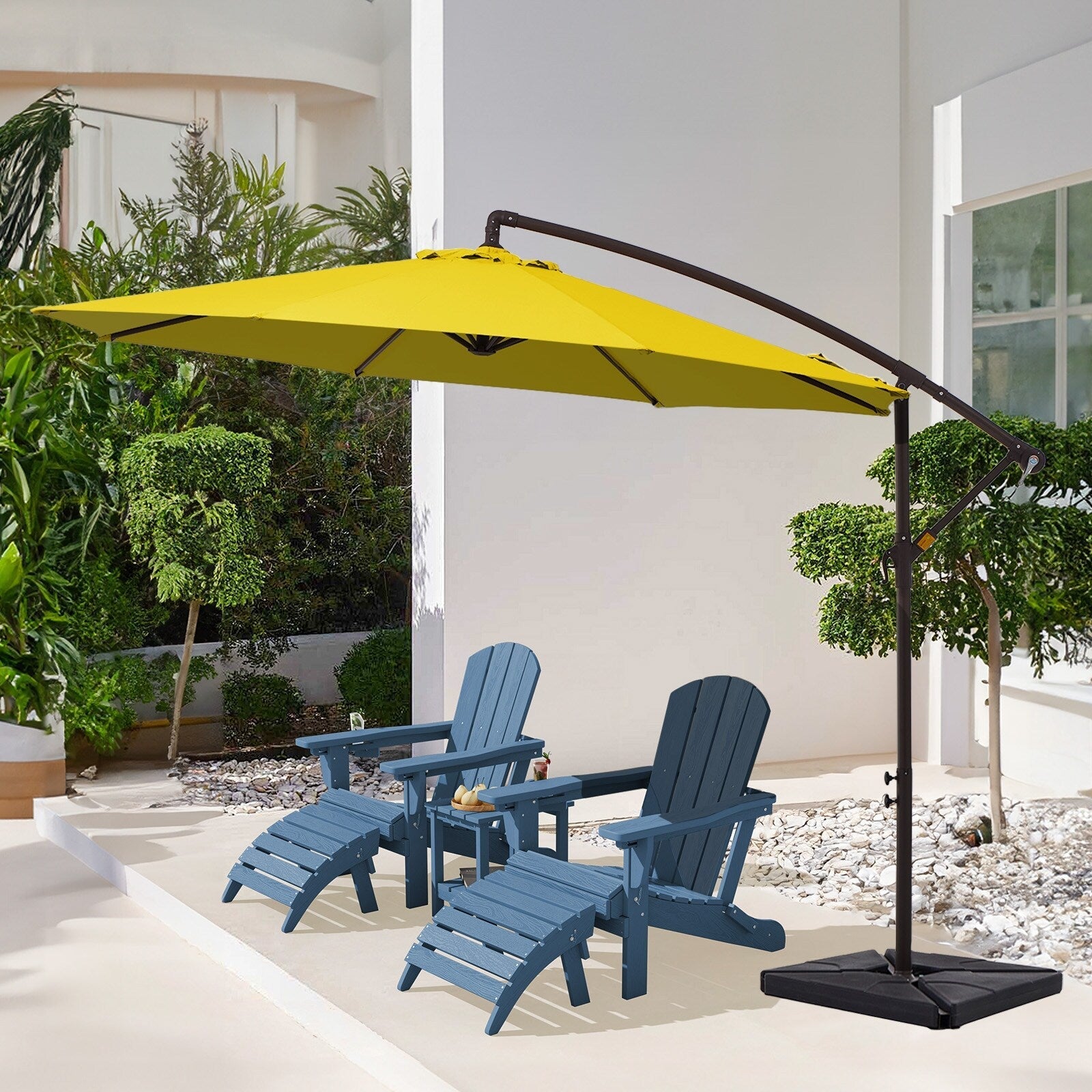 Parasol déporté à manivelle en acier de 10 pieds avec base lestée