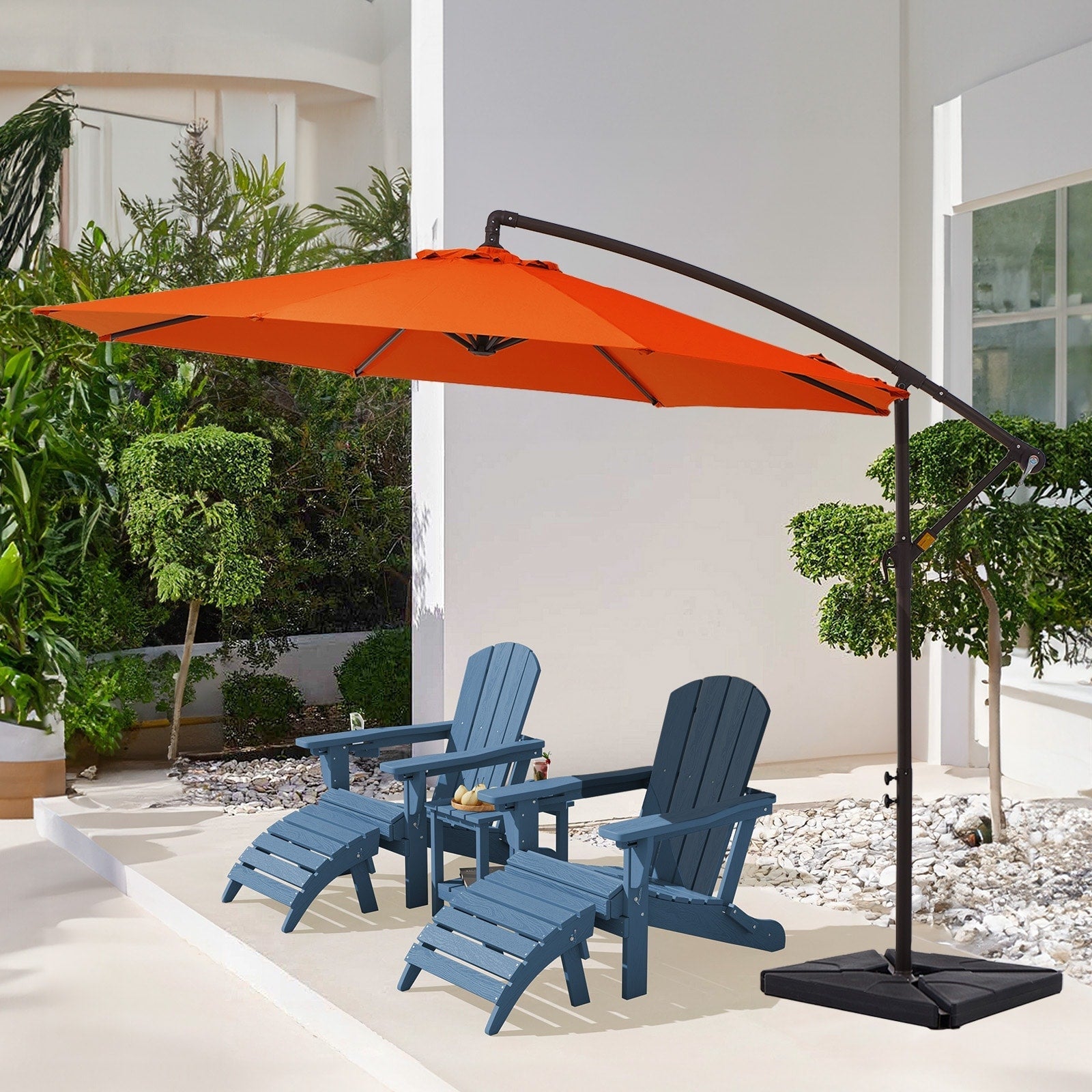 Parasol déporté à manivelle en acier de 10 pieds avec base lestée