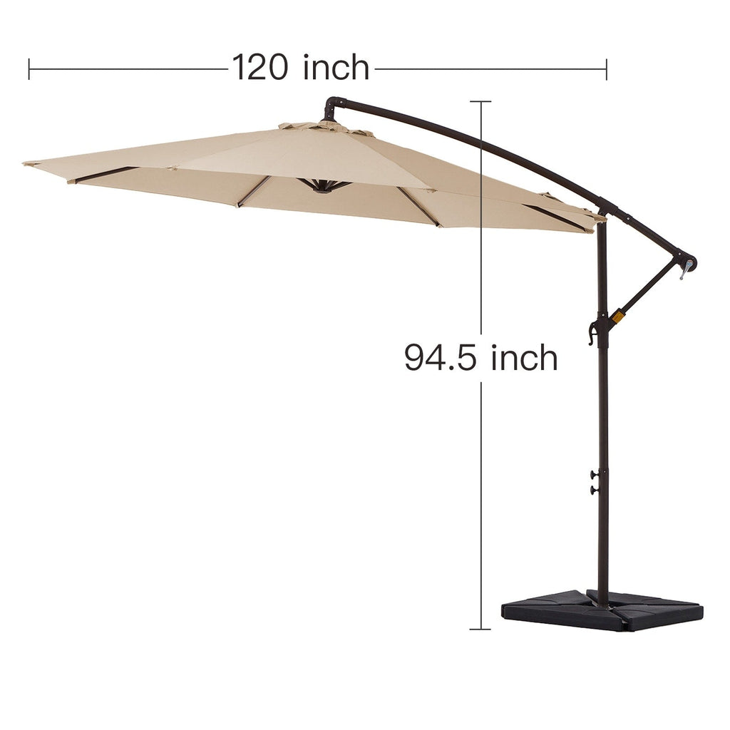 Parasol déporté à manivelle en acier de 10 pieds avec base lestée