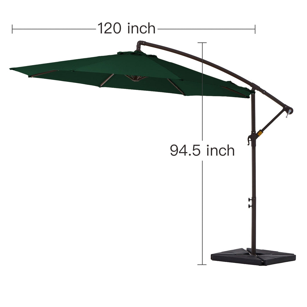 Parasol déporté à manivelle en acier de 10 pieds avec base lestée