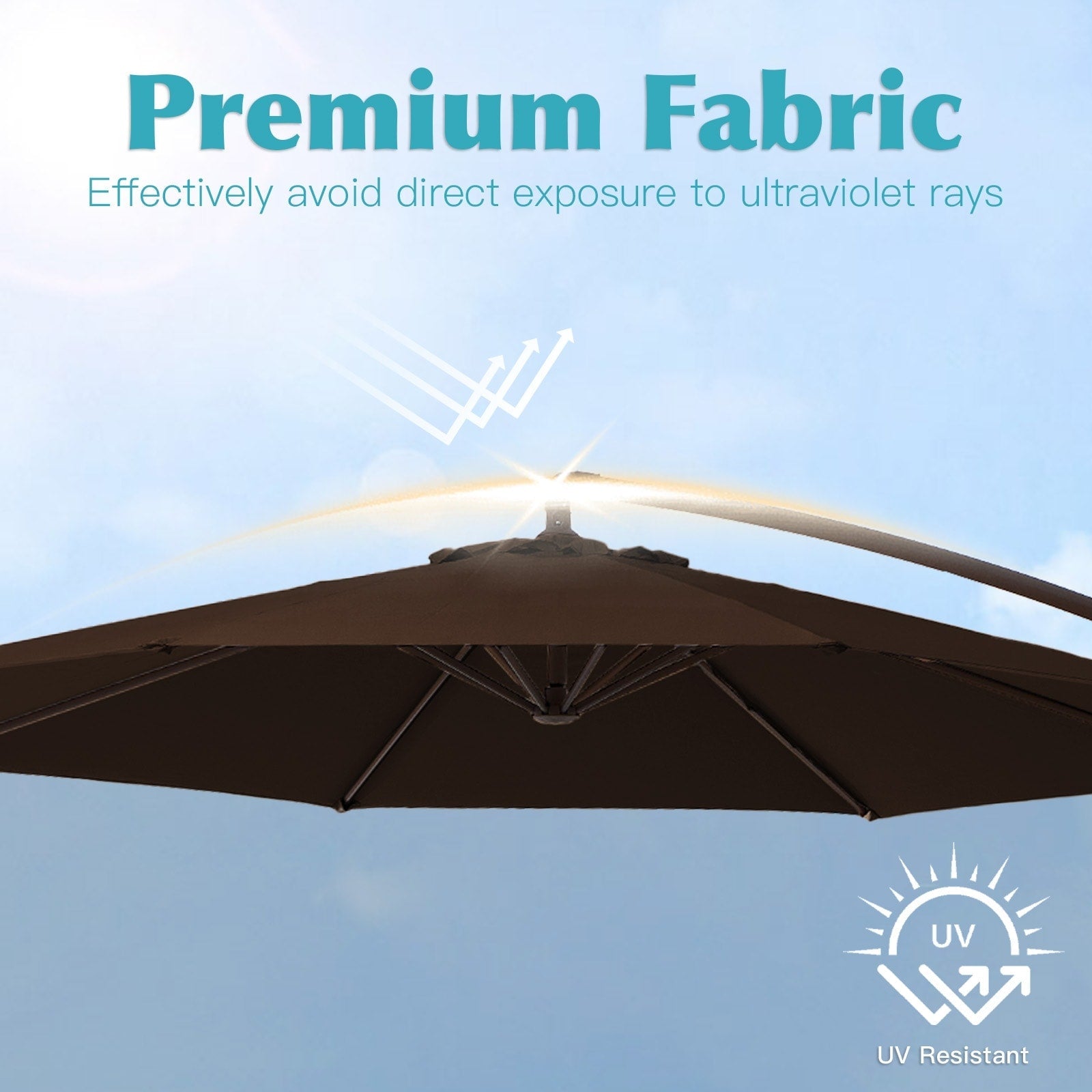 Parasol déporté à manivelle en acier de 10 pieds avec base lestée
